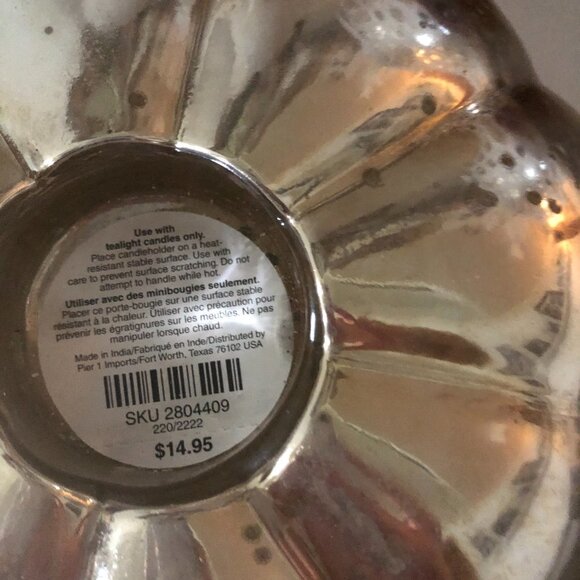 PIER 1 MERCURY PUMPKIN TEA LIGHT CANDLE HOLDER - Picture 3 of 4